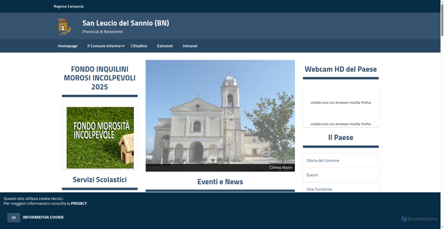 Security scan screenshot of https://www.comune.sanleuciodelsannio.bn.it/hh/index.php
