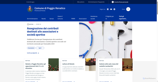 Security scan screenshot of https://www.comune.poggiorenatico.fe.it/