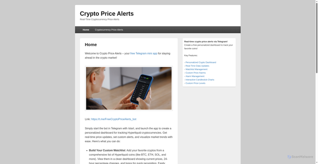 Security scan screenshot of https://cryptopricealerts.app
