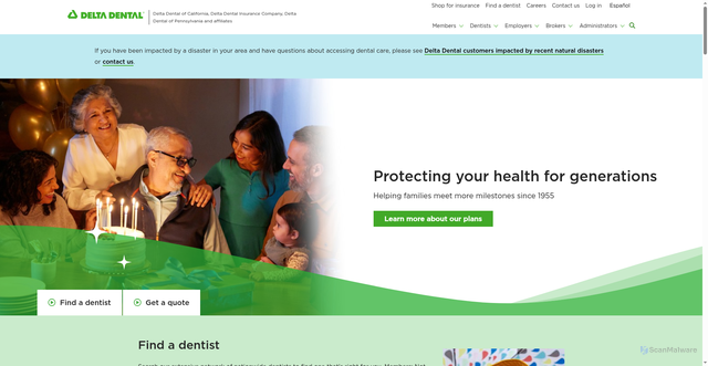 Security scan screenshot of https://www1.deltadentalins.com/