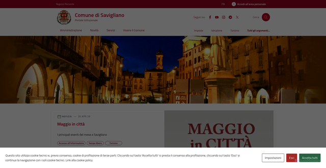 Security scan screenshot of https://www.comune.savigliano.cn.it