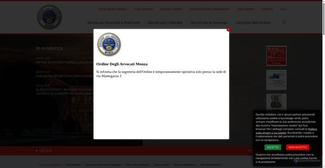 Security scan screenshot of https://www.ordineavvocatimonza.it