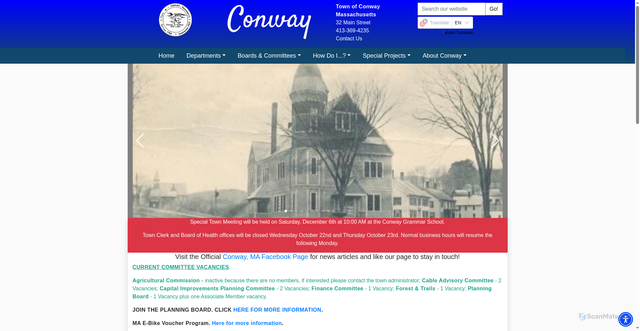 Security scan screenshot of https://conwayma.gov/