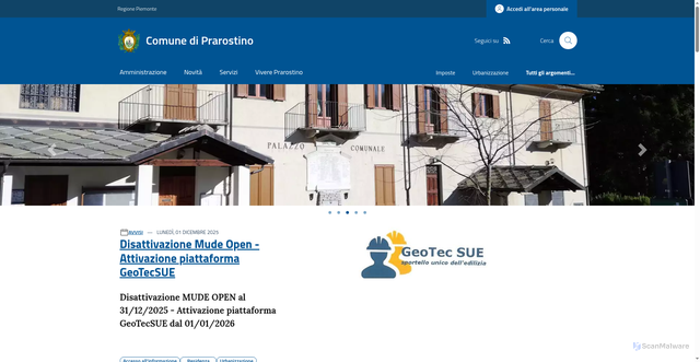 Security scan screenshot of https://www.comune.prarostino.to.it/