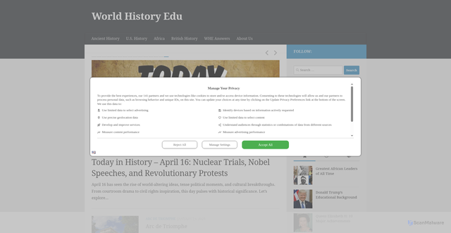Security scan screenshot of https://worldhistoryedu.com