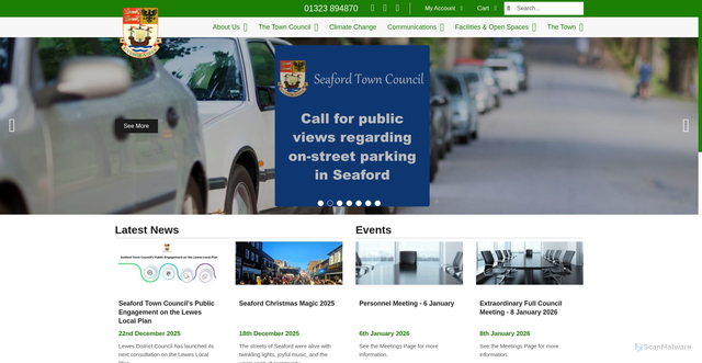Security scan screenshot of https://www.seafordtowncouncil.gov.uk/