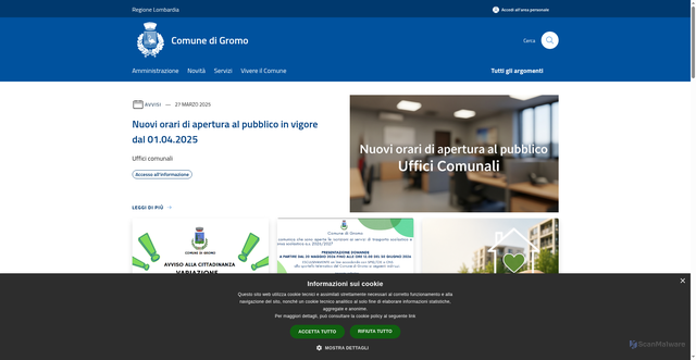 Security scan screenshot of https://www.comune.gromo.bg.it