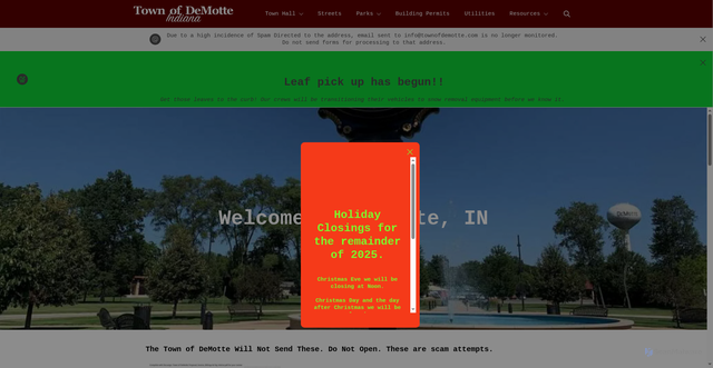 Security scan screenshot of https://townofdemotte.com/