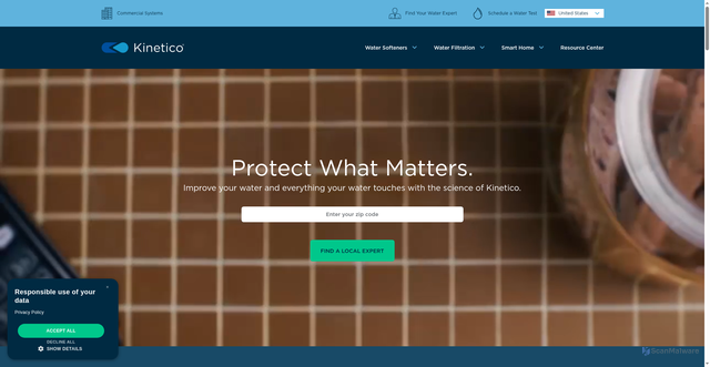 Security scan screenshot of https://kinetico.com
