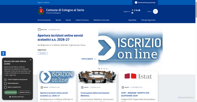 Security scan screenshot of https://www.comune.colognoalserio.bg.it/