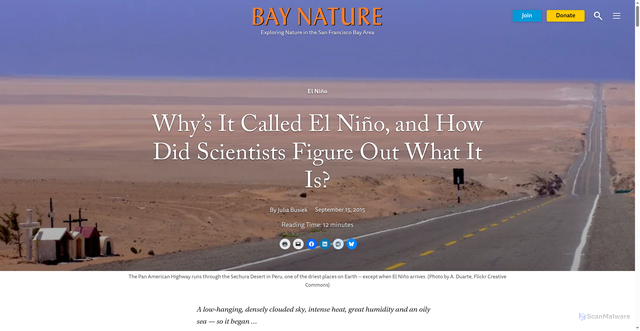 Security scan screenshot of https://baynature.org/magazine/archive/whys-it-called-el-nino-and-how-did-scientists-figure-out-what-it-is/