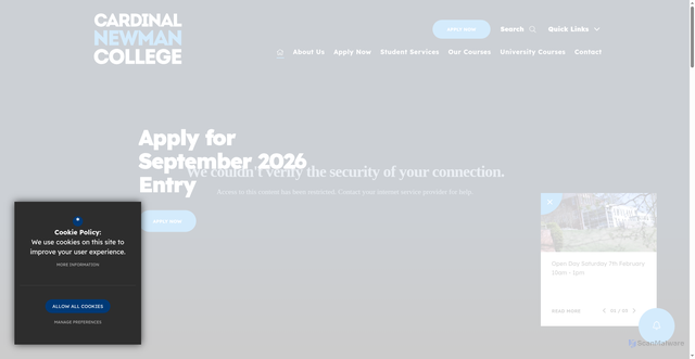 Security scan screenshot of https://www.cardinalnewman.ac.uk/