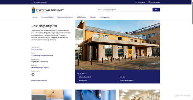 Security scan screenshot of https://www.linkopingstingsratt.domstol.se