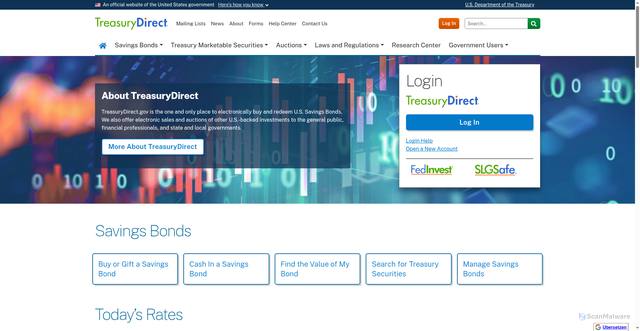 Security scan screenshot of https://treasurydirect.gov/