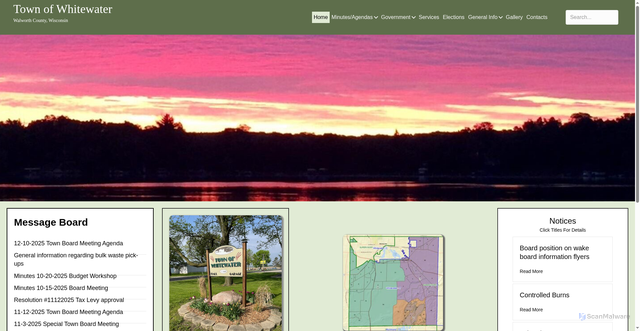 Security scan screenshot of https://townofwhitewaterwi.gov/