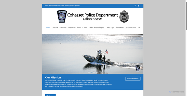 Security scan screenshot of https://cohassetpolicema.gov/