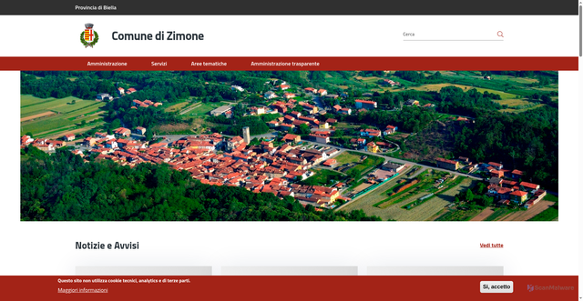 Security scan screenshot of https://www.comune.zimone.bi.it/
