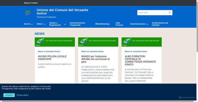 Security scan screenshot of https://www.ucversanteionico.it/