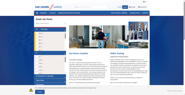 Security scan screenshot of https://webshop.hoorn-carbide.com