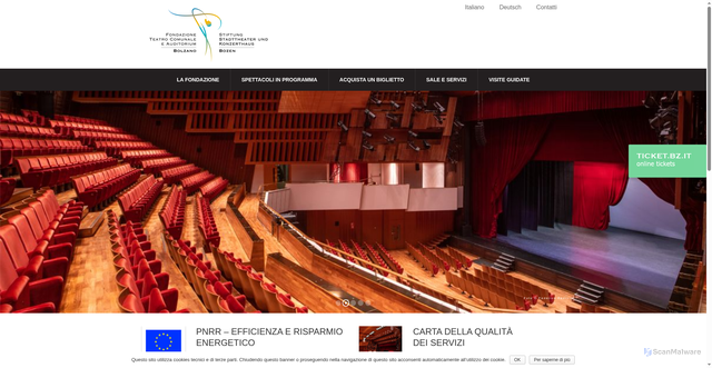 Security scan screenshot of https://www.fondazioneteatro.bolzano.it/