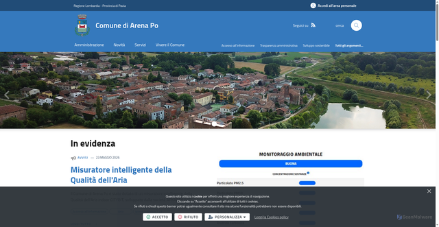 Security scan screenshot of https://www.comune.arenapo.pv.it