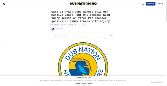 Security scan screenshot of https://dubnationhq.com/p/game-21-wrap-no-spoiler-title