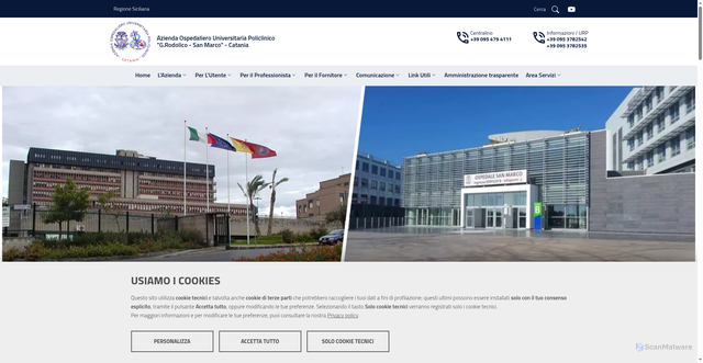 Security scan screenshot of https://www.policlinicorodolicosanmarco.it