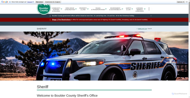 Security scan screenshot of https://bouldercounty.gov/safety/sheriff/