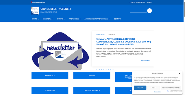 Security scan screenshot of https://www.ordineingegneri.fermo.it/