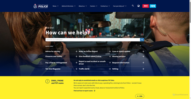 Security scan screenshot of https://www.police.govt.nz/