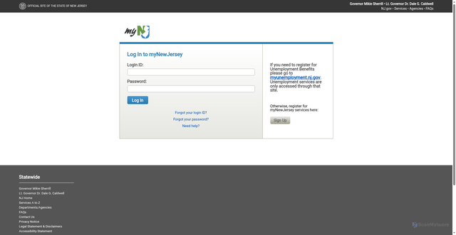 Security scan screenshot of https://my.nj.gov
