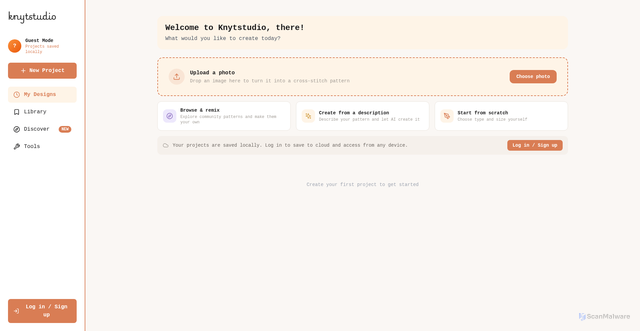Security scan screenshot of https://knytfolketstickit.pages.dev/dashboard?remixPattern=1393be15-9fe9-4aeb-9787-f0bd1388e7da