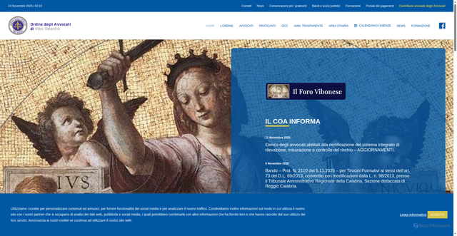 Security scan screenshot of www.ordineavvocativibovalentia.it