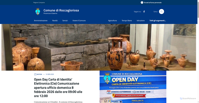 Security scan screenshot of https://comune.roccagloriosa.sa.it/