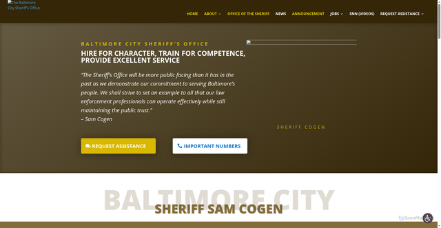 Security scan screenshot of https://baltimorecitysheriff.gov/