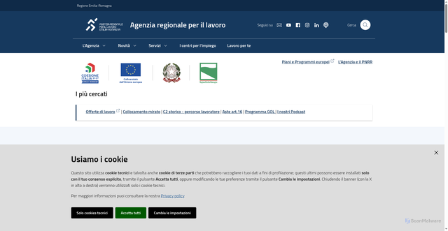 Security scan screenshot of https://www.agenzialavoro.emr.it/