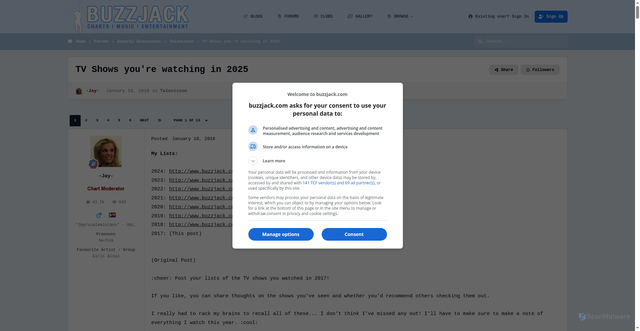 Security scan screenshot of https://www.buzzjack.com/forums/topic/208694-tv-shows-youre-watching-in-2025/