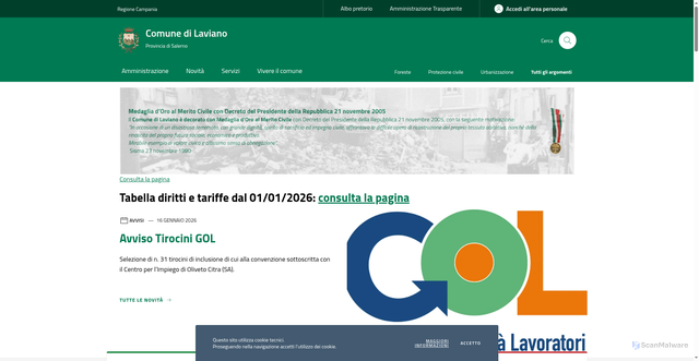 Security scan screenshot of https://www.comune.laviano.sa.it/