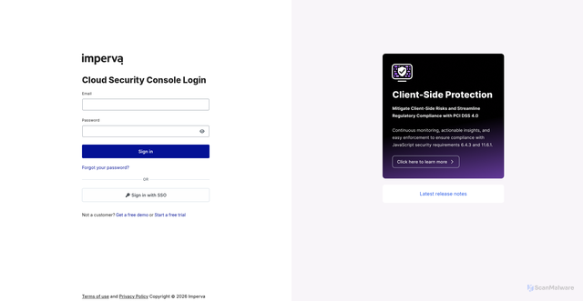 Security scan screenshot of https://management.service.imperva.com