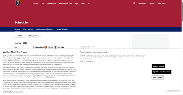 Security scan screenshot of https://www.rsl.com/schedule/matches
