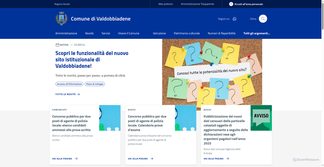 Security scan screenshot of https://www.comune.valdobbiadene.tv.it/
