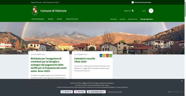 Security scan screenshot of https://www.comune.vistrorio.to.it/it-it/home