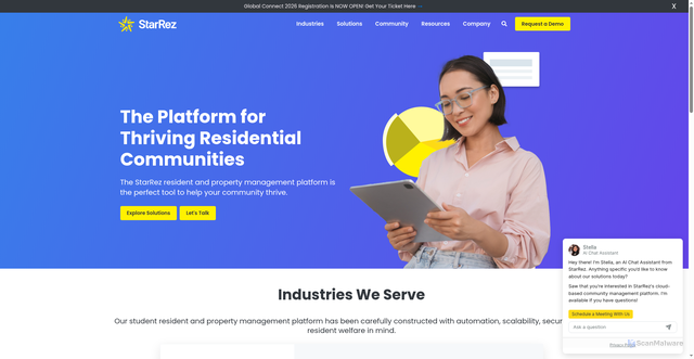 Security scan screenshot of https://starrez.com