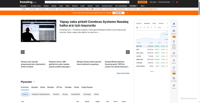 Security scan screenshot of https://tr.investing.com