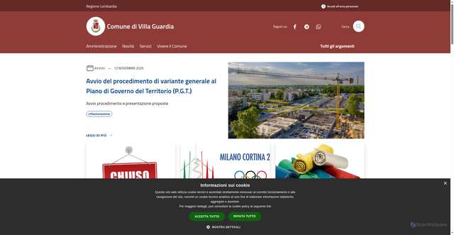 Security scan screenshot of https://www.comune.villaguardia.co.it/it