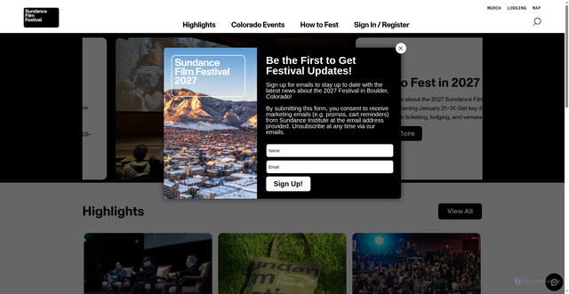 Security scan screenshot of https://festival.sundance.org/