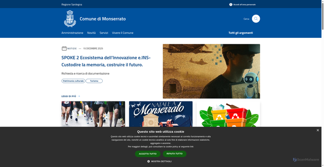 Security scan screenshot of https://www.comune.monserrato.ca.it/it