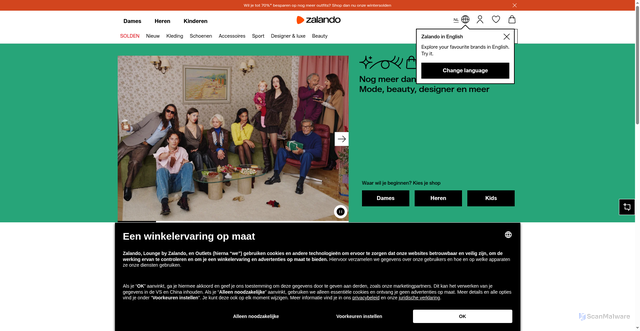 Security scan screenshot of https://zalando.be