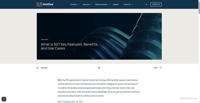 Security scan screenshot of https://motive.com/glossary/what-is-5g
