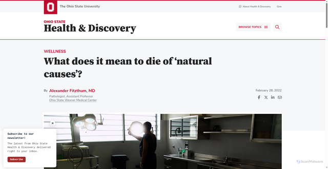 Security scan screenshot of https://health.osu.edu/wellness/aging/what-does-it-mean-to-die-of-natural-